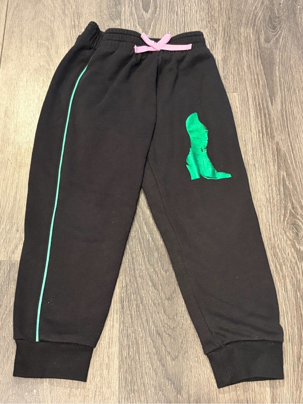Kids Wicked Black Jogger Pants with Green and Pink Accent